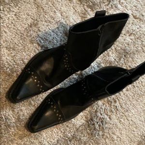 Black ankle studded cowgirl booties